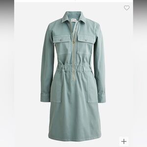 J Crew Long sleeve zip front chino dress